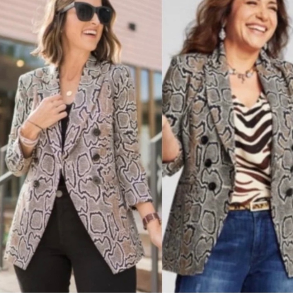 Cabi Python Double Breasted Size 4 Stretch Blazer… - image 8